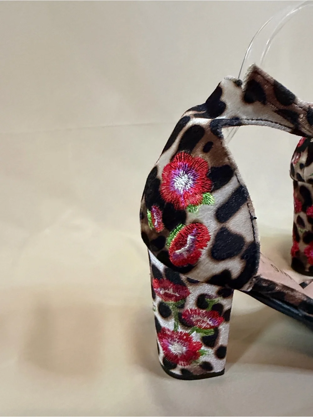 Madden Girl Leopard Print Block Heel Sandals with Floral Accent - Women